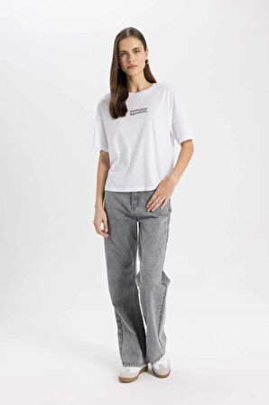 DeFacto Relax Fit Bisiklet Yaka Baskılı Kısa Kollu Tişört C7722AX24SMWT36