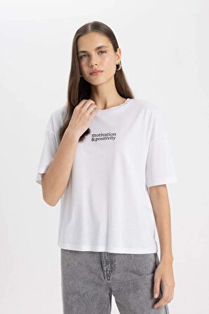 DeFacto Relax Fit Bisiklet Yaka Baskılı Kısa Kollu Tişört C7722AX24SMWT36