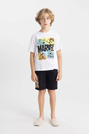 DeFacto Erkek Çocuk Marvel Comics Kısa Kollu Tişört Şort 2'li Takım C4252A824HSWT34