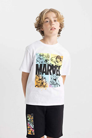 DeFacto Erkek Çocuk Marvel Comics Kısa Kollu Tişört Şort 2'li Takım C4252A824HSWT34
