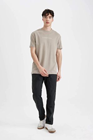 DeFacto Regular Fit Bisiklet Yaka Baskılı Kısa Kollu Pamuklu Ağır Kumaş Tişört Z3073AZ24SMBG730