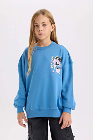 DeFacto Kız Çocuk Relax Fit Bisiklet Yaka Sırt Baskılı Sweatshirt D6496A8NSBE765