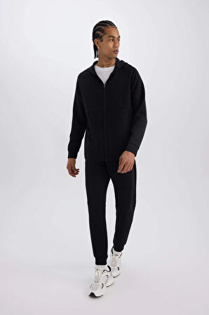 Defacto Z9112 Siyah DeFactoFit Slim Fit Sporcu İnce Jogger Eşofman Altı Dar Kesim Skuba Dalgıç Kumaş Standart Paça Beli Bağcıklı Lastikli Paça