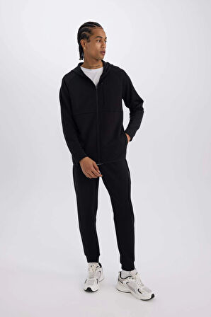 Defacto Z9112 Siyah DeFactoFit Slim Fit Sporcu İnce Jogger Eşofman Altı Dar Kesim Skuba Dalgıç Kumaş Standart Paça Beli Bağcıklı Lastikli Paça