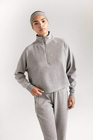 DeFactoFit Fermuarlı Dik Yaka Sporcu Sweatshirt D1703AX24AUGR93