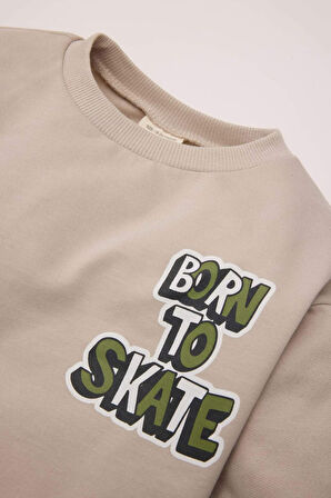 DeFacto Erkek Bebek Bisiklet Yaka Sırt Baskılı İçi Yumuşak Tüylü Sweatshirt D7589A524WNBG755
