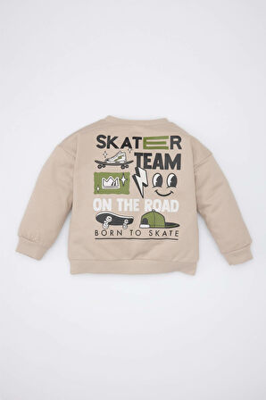 DeFacto Erkek Bebek Bisiklet Yaka Sırt Baskılı İçi Yumuşak Tüylü Sweatshirt D7589A524WNBG755