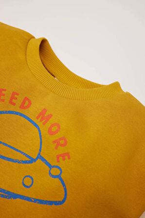 DeFacto Erkek Bebek Bisiklet Yaka İçi Yumuşak Tüylü Baskılı Sweatshirt D6755A524WNYL64