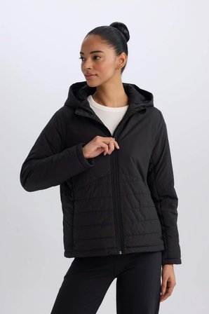 DeFacto Su İtici Regular Fit Kapüşonlu Fermuarlı Mevsimlik Mont D6085AX25SPBK81