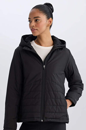 DeFactoFit Su İtici Regular Fit Kapüşonlu Fermuarlı Mont D6085AX25SPBK81