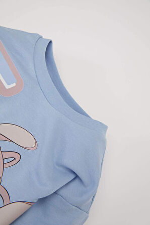 DeFacto Kız Bebek Disney Lilo & Stitch Bisiklet Yaka Uzun Kollu Sweat Elbise D8439A524AUBE551
