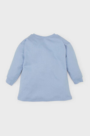 DeFacto Kız Bebek Disney Lilo & Stitch Bisiklet Yaka Uzun Kollu Sweat Elbise D8439A524AUBE551