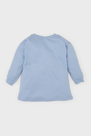 DeFacto Kız Bebek Disney Lilo & Stitch Bisiklet Yaka Uzun Kollu Sweat Elbise D8439A524AUBE551