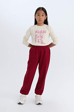 DeFacto Kız Çocuk Beli Paçası Lastikli Cepli Basic Düz Jogger Eşofman Altı D7008A824WNBR114