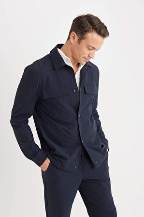 DeFacto Regular Fit Polo Yaka Çıtçıt Kapamalı Cepli Teknik Gömlek Ceket B7396AX25SPNV106