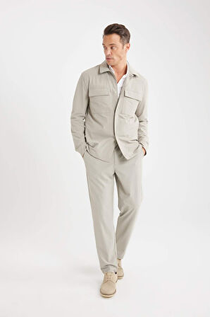 DeFacto Regular Fit Polo Yaka Çıtçıt Kapamalı Cepli Teknik Gömlek Ceket B7396AX25SPGR323