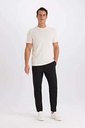Slim Fit Dar Kesim Bisiklet Yaka Kısa Kollu Krinkıl Tişört