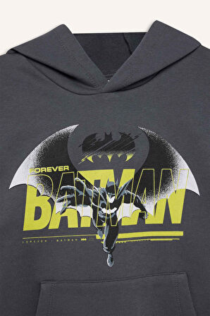 DeFacto Erkek Çocuk Batman Kapüşonlu Kanguru Cepli Sweatshirt D6740A824WNAR58