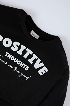 Kız Bebek Baskılı Uzun Kollu Tütü Etekli Sweatshirt Elbise