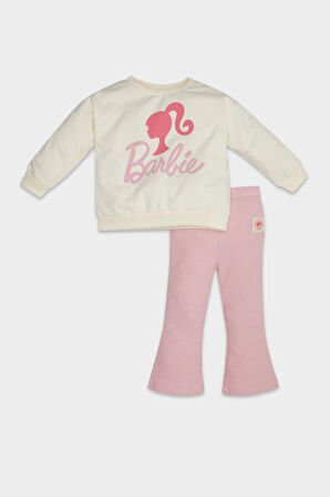 DeFacto Kız Bebek 2'li Takım Barbie Bisiklet Yaka Sweatshirt Üst Beli Lastikli İspanyol Paça Tayt Alt D8293A524AUPN86