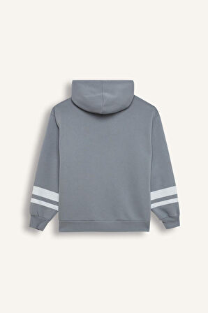 DeFacto Coool Oversize Geniş Kalıp Kapüşonlu Baskılı Kalın Sweatshirt D6696AX24WNGR27