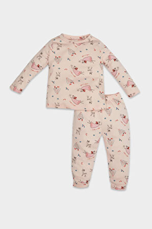 DeFacto Kız Bebek Pijama Takımı Yılbaşı Temalı Uzun Kollu Üst Uzun Alt D7161A524WNPN127