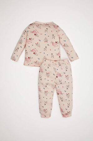 DeFacto Kız Bebek Pijama Takımı Yılbaşı Temalı Uzun Kollu Üst Uzun Alt D7161A524WNPN127