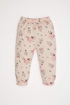 Kız Bebek Pijama Takımı Yılbaşı Temalı Uzun Kollu Üst Uzun Alt