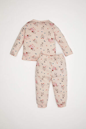 Kız Bebek Pijama Takımı Yılbaşı Temalı Uzun Kollu Üst Uzun Alt