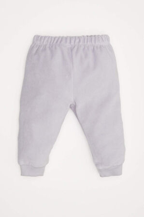 Kız Bebek Pijama Takımı Bisiklet Yaka Yılbaşı Temalı Uzun Kollu Velur Üst Beli Lastikli Uzun Alt