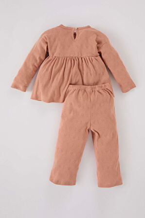 Kız Bebek Pijama Takımı Uzun Kollu Ribana Üst Uzun Alt
