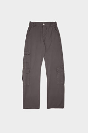 DeFacto Straight Fit Gabardin Pantolon Kargo Cepli Normal Bel Düz Paça D3762AX24AUGR310