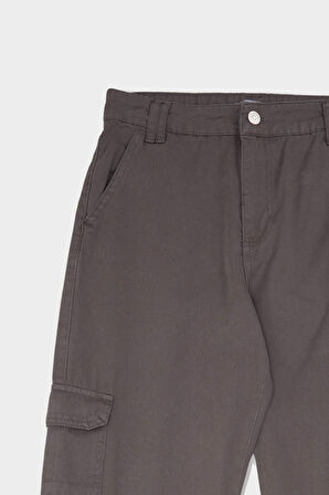 DeFacto Straight Fit Gabardin Pantolon Kargo Cepli Normal Bel Düz Paça D3762AX24AUGR310