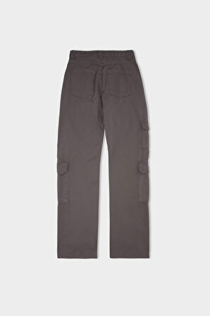 DeFacto Straight Fit Gabardin Pantolon Kargo Cepli Normal Bel Düz Paça D3762AX24AUGR310