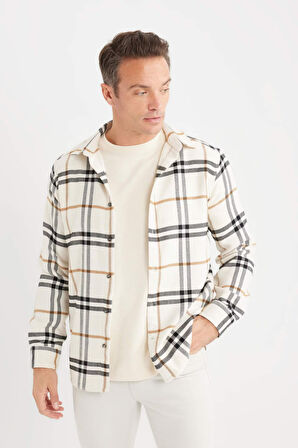 DeFacto Regular Fit Polo Yaka Kareli Pamuklu Uzun Kollu Gömlek D7554AX24AUER103