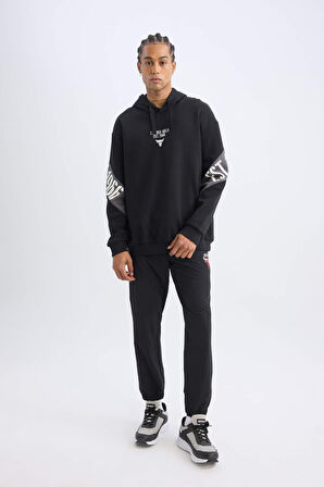 DeFactoFit Jogger Eşofman Altı NBA Chicago Bulls Slim Fit Dar Kesim Cepli Lastikli Paça D5631AX24AUBK81