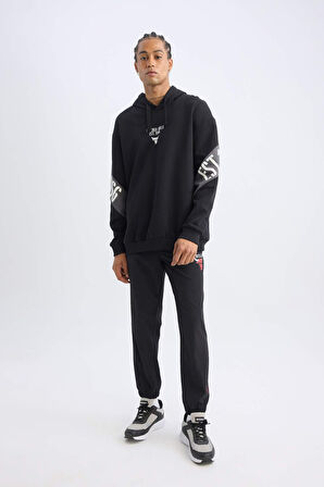 DeFactoFit Jogger Eşofman Altı NBA Chicago Bulls Slim Fit Dar Kesim Cepli Lastikli Paça D5631AX24AUBK81