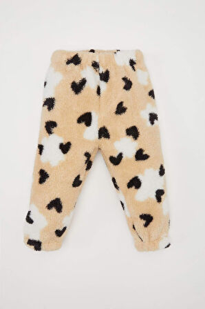 DeFacto Kız Bebek 2'li Takım Kalp Desenli Pelüş Sweatshirt Beli Lastikli Alt B3133A524WNBG744
