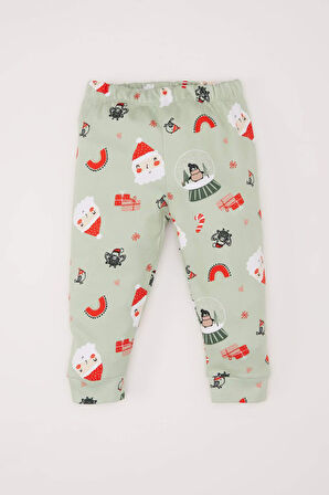 Kız Bebek Yeni Yıl Baskılı Uzun Kollu 2'li Pijama Takımı