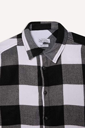 DeFacto Regular Fit Polo Yaka Pamuklu Uzun Kollu Gömlek D7558AX24AUBK81