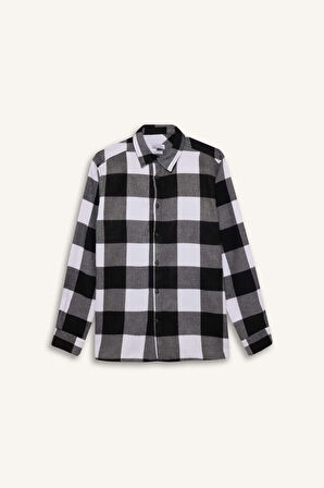 DeFacto Regular Fit Polo Yaka Pamuklu Uzun Kollu Gömlek D7558AX24AUBK81