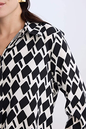 Regular Fit Desenli Uzun Kollu Gömlek