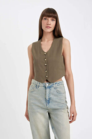 Regular Fit V Yaka Blazer Yelek
