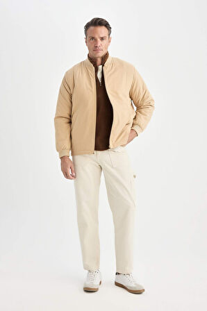 DeFacto Su İtici Hafif Bomber Mont Ceket Kolej Yaka Fermuarlı Çift Cepli Mevsimlik D8486AX24WNBG322