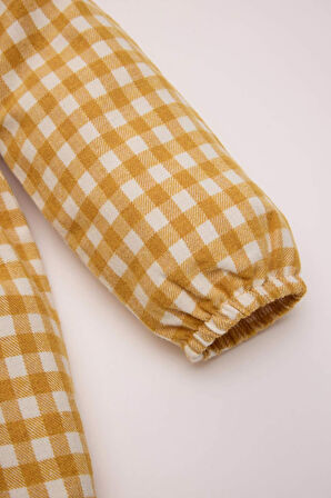 DeFacto Kız Bebek Dantel Yaka Uzun Kollu Kareli Elbise D8461A5NSYL184