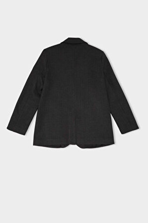 DeFacto Oversize Geniş Kalıp Ceket Yaka Düğmeli Çizgili Blazer Ceket D6879AX24AUAR151