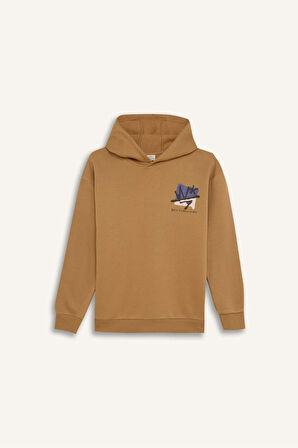 DeFacto Erkek Çocuk Oversize Geniş Kalıp Kapüşonlu Sırt Baskılı Sweatshirt D7116A824WNBG394