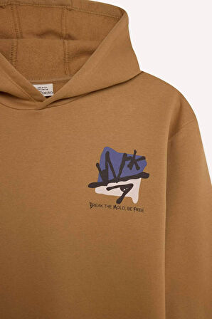 DeFacto Erkek Çocuk Oversize Geniş Kalıp Kapüşonlu Sırt Baskılı Sweatshirt D7116A824WNBG394