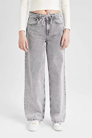 DeFacto Loose Wide Leg Geniş Paça Yüksek Bel Uzun Jean Yıkamalı Pantolon D5596AX24WNNM55