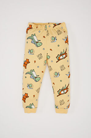 DeFacto Erkek Bebek Pijama Takımı Bisiklet Yaka Dinazor Baskılı Uzun Kollu Üst Beli Lastikli Uzun Alt D7143A524WNYL295